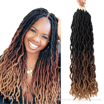 Synthetic Gypsy Locs Extension Braids Wavy Curly Crochet Braid Hair Goddess Faux Locs